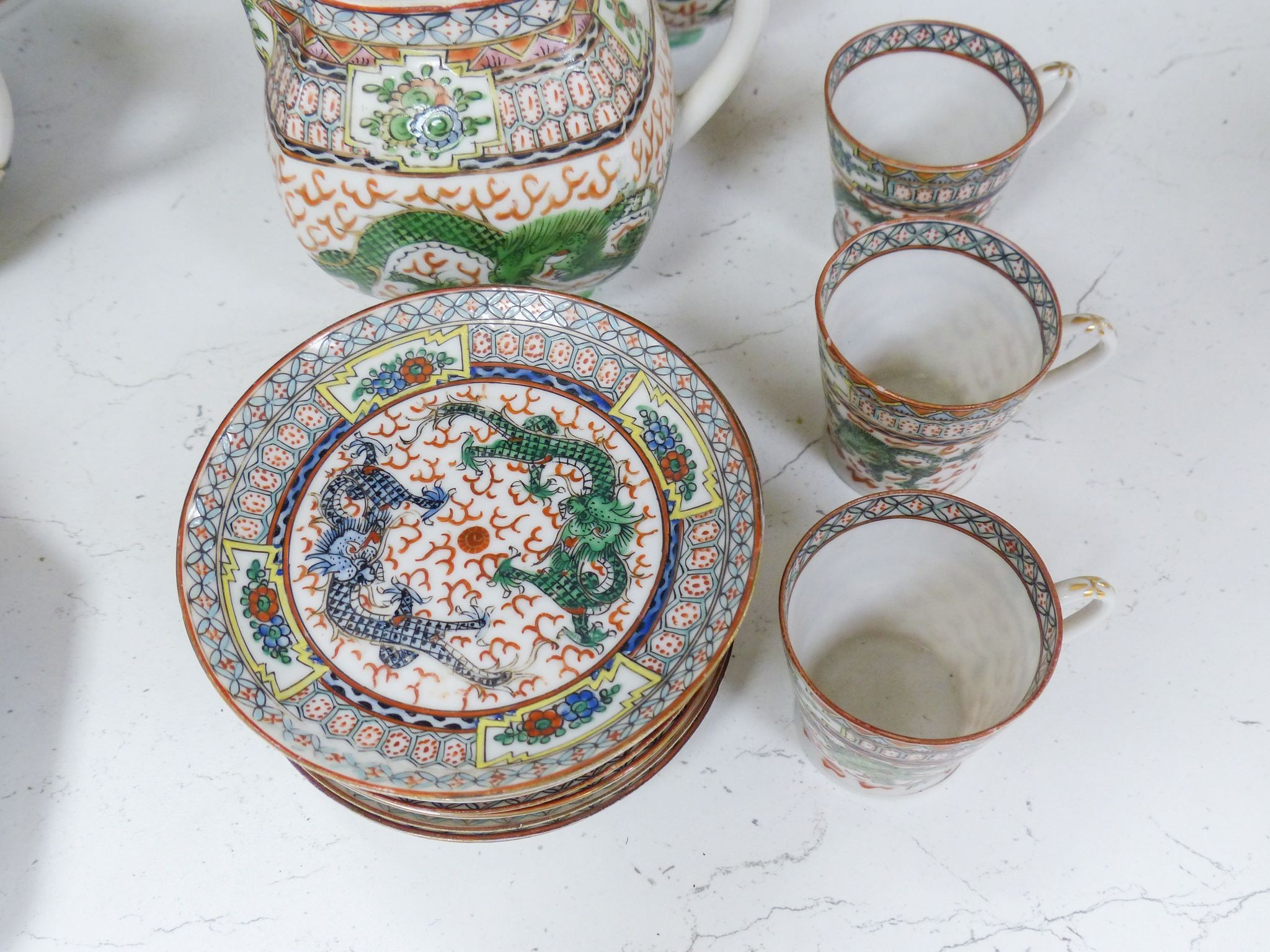 A Cantonese porcelain part tea and coffee set